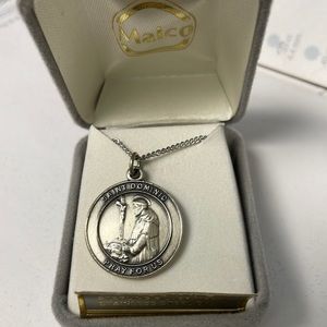 Malco sterling silver and stainless saint medal necklace - Dominic